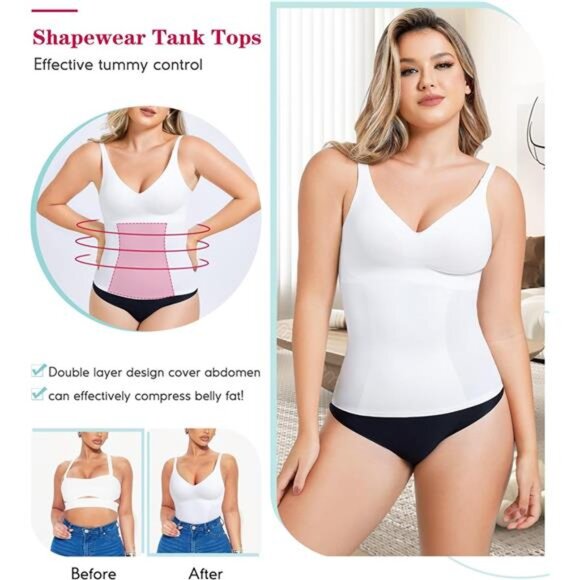 Tank Tops for Women – Tummy Control Shapewear, Seamless Body Shaper - Picture 2 of 7